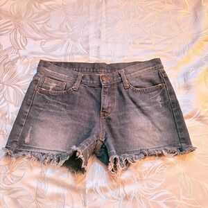 ROYALCHEESE Women's Distressed Cut Off Jean Shorts Holiday Theme Pockets LARGE